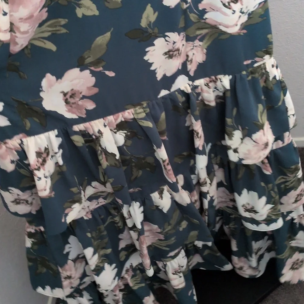 ✨ Abercrombie And Fitch Tiered Ruffle Drama Dress In Teal Floral Size M